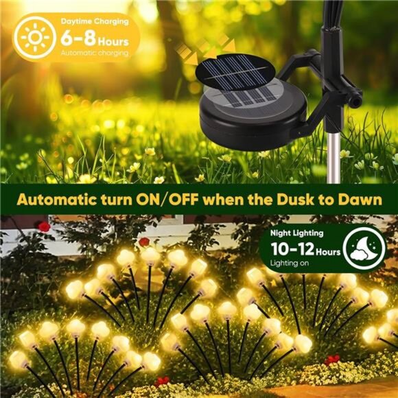 Solar Lights Outdoor 4 Pack 32 LED Solar Cloud Swaying Lights Garden Waterproof - Picture 6 of 8